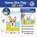 Red Corgi Summer Beach House Flag 28x40 Porch Sleeve Pole Decorative Outside Yard Banner Artwork Wall Hanging, Polyester