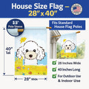 White Poodle Summer Beach House Flag 28x40 Porch Sleeve Pole Decorative Outside Yard Banner Artwork Wall Hanging, Polyester