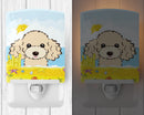 Buff Poodle Summer Beach Ceramic Night Light Compact, UL-Certified, Ideal for Bedroom, Bathroom, Nursery, Hallway, Kitchen, 6x4x3, Multicolor