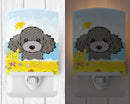 Silver Gray Poodle Summer Beach Ceramic Night Light Compact, UL-Certified, Ideal for Bedroom, Bathroom, Nursery, Hallway, Kitchen, 6x4x3, Multicolor