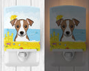 Jack Russell Terrier Summer Beach Ceramic Night Light Compact, UL-Certified, Ideal for Bedroom, Bathroom, Nursery, Hallway, Kitchen, 6x4x3, Multicolor