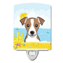Jack Russell Terrier Summer Beach Ceramic Night Light Compact, UL-Certified, Ideal for Bedroom, Bathroom, Nursery, Hallway, Kitchen, 6x4x3, Multicolor