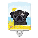 Black Pug Summer Beach Ceramic Night Light BB2131CNL