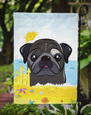 Black Pug Summer Beach Garden Flag – Decorative Outdoor Yard Flag BB2131GF