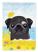 Black Pug Summer Beach Garden Flag – Decorative Outdoor Yard Flag BB2131GF