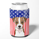 American Flag and Jack Russell Terrier Can or Bottle Hugger BB2132CC