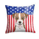 American Flag and Jack Russell Terrier Throw Pillow - 14x14 Decorative Pillow – Art for Your Home & Patio BB2132PW1414