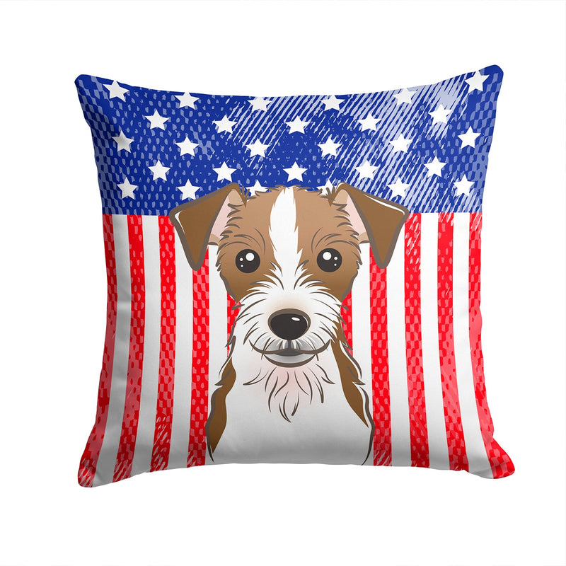 American Flag and Jack Russell Terrier Throw Pillow - 14x14 Decorative Pillow – Art for Your Home & Patio BB2132PW1414