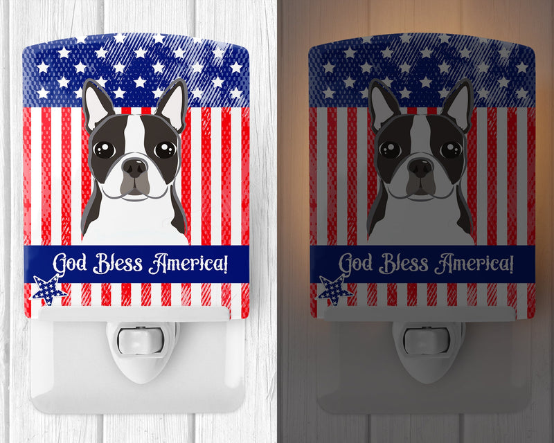 American Flag and Boston Terrier Ceramic Night Light BB2133CNL