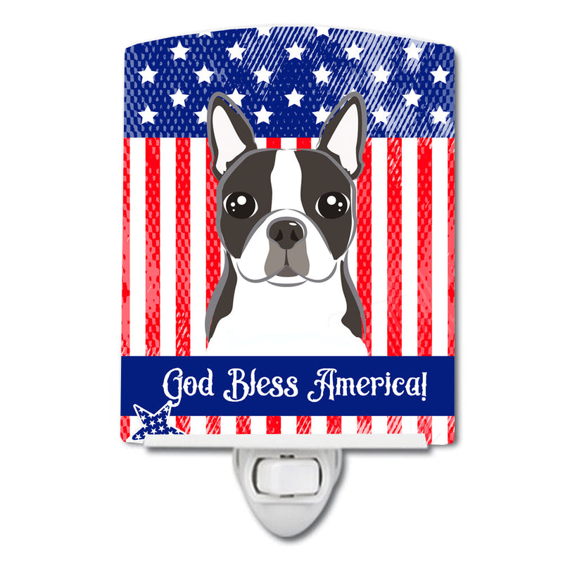 American Flag and Boston Terrier Ceramic Night Light BB2133CNL