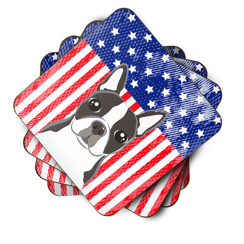 American Flag and Boston Terrier Foam Coaster Set of 4