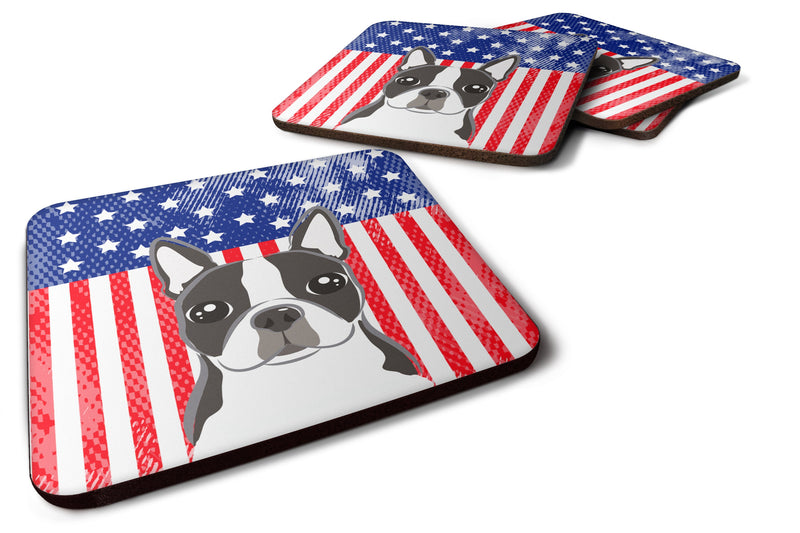 American Flag and Boston Terrier Foam Coaster Set of 4