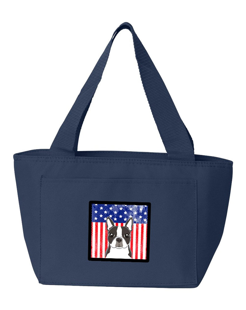 American Flag and Boston Terrier Lunch Bag BB2133NA-8808