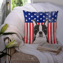 American Flag and Boston Terrier Throw Pillow - 14x14 Decorative Pillow – Art for Your Home & Patio BB2133PW1414