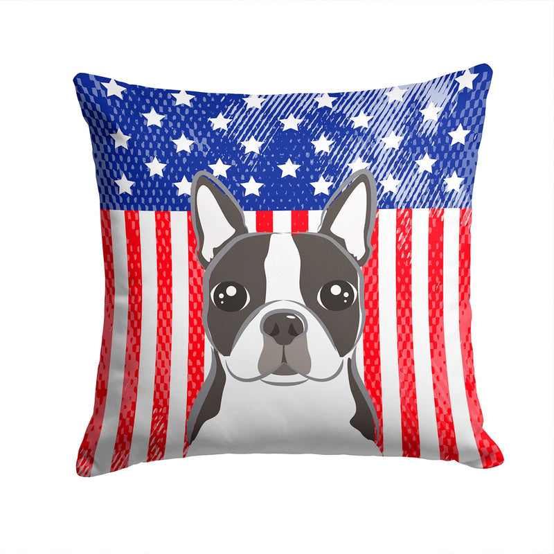 American Flag and Boston Terrier Throw Pillow - 14x14 Decorative Pillow – Art for Your Home & Patio BB2133PW1414
