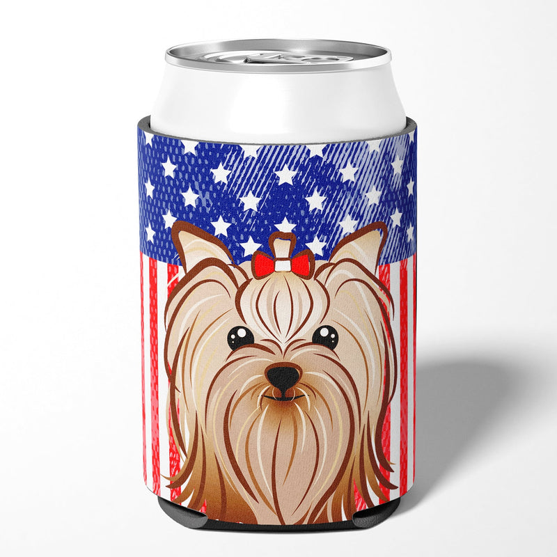 American Flag and Yorkie Yorkishire Terrier Can or Bottle Hugger BB2134CC