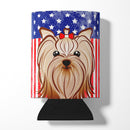 American Flag and Yorkie Yorkishire Terrier Can or Bottle Hugger BB2134CC