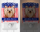 American Flag and Yorkie Yorkishire Terrier Ceramic Night Light BB2134CNL