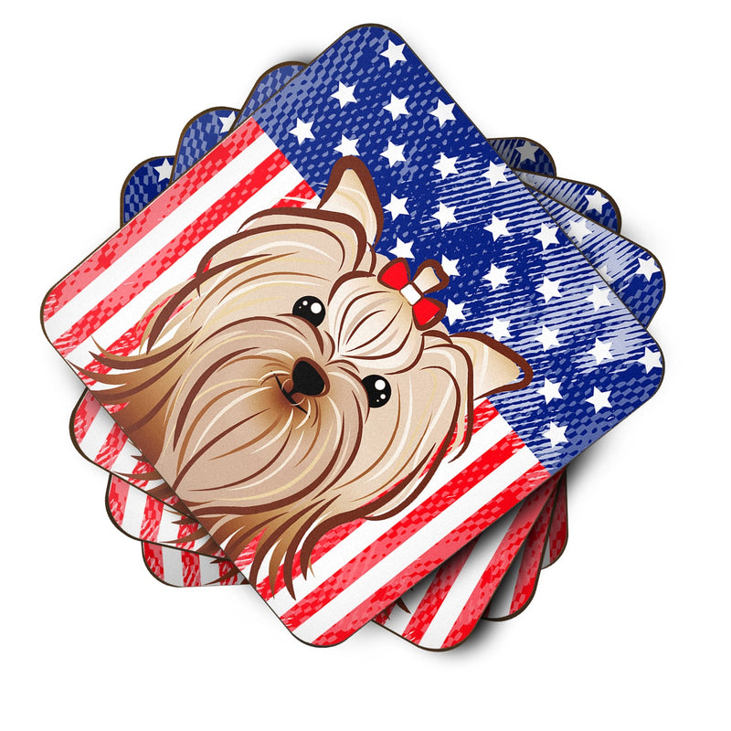 American Flag and Yorkie Yorkishire Terrier Foam Coaster