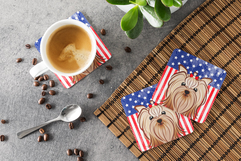 American Flag and Yorkie Yorkishire Terrier Foam Coaster