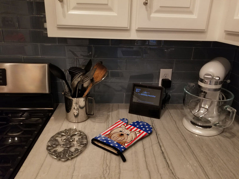American Flag and Yorkie Yorkishire Terrier Oven Mitt BB2134OVMT