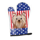 American Flag and Yorkie Yorkishire Terrier Oven Mitt BB2134OVMT