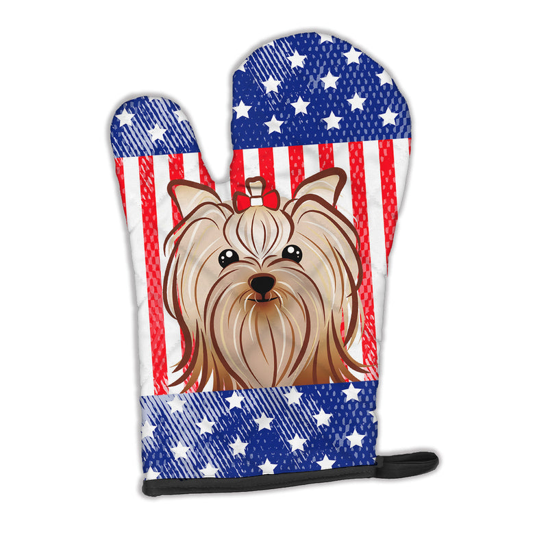 American Flag and Yorkie Yorkishire Terrier Oven Mitt BB2134OVMT