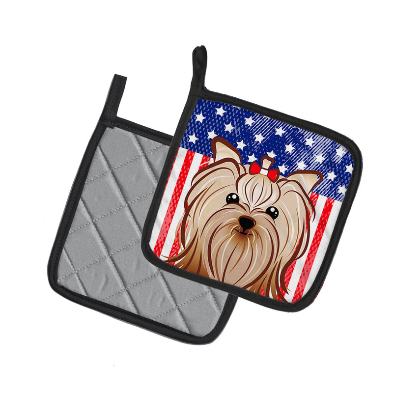 American Flag and Yorkie Yorkishire Terrier Pot Holders - Set of 2 - Heat-Resistant Kitchen Essentials BB2134PTHD