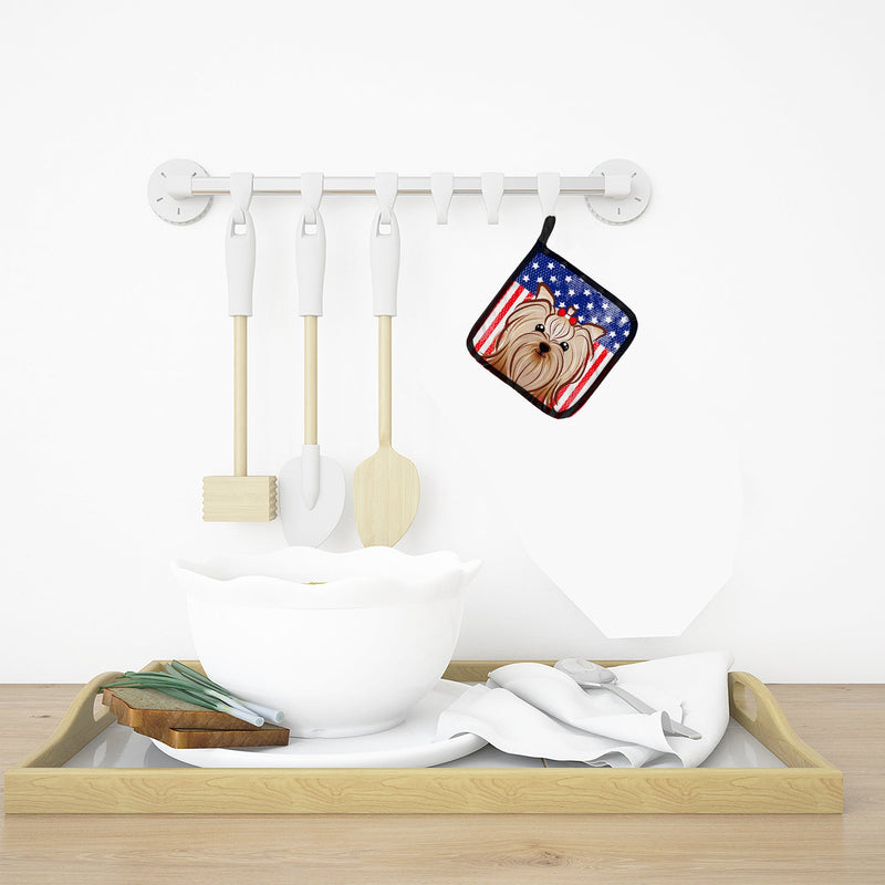 American Flag and Yorkie Yorkishire Terrier Pot Holders - Set of 2 - Heat-Resistant Kitchen Essentials BB2134PTHD