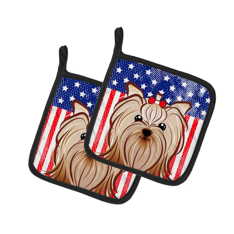 American Flag and Yorkie Yorkishire Terrier Pot Holders - Set of 2 - Heat-Resistant Kitchen Essentials BB2134PTHD