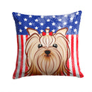 American Flag and Yorkie Yorkishire Terrier Throw Pillow - 14x14 Decorative Pillow – Art for Your Home & Patio BB2134PW1414