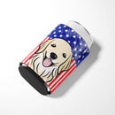 American Flag and Golden Retriever Can or Bottle Hugger BB2135CC