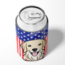American Flag and Golden Retriever Can or Bottle Hugger BB2135CC