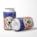 American Flag and Golden Retriever Can or Bottle Hugger BB2135CC