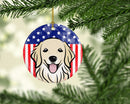 American Flag and Golden Retriever Ceramic Ornament BB2135CO1