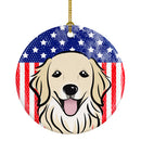 American Flag and Golden Retriever Ceramic Ornament BB2135CO1