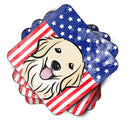 American Flag and Golden Retriever Foam Coaster