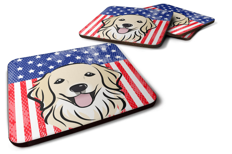American Flag and Golden Retriever Foam Coaster