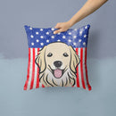 American Flag and Golden Retriever Throw Pillow - 14x14 Decorative Pillow – Art for Your Home & Patio BB2135PW1414