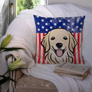 American Flag and Golden Retriever Throw Pillow - 14x14 Decorative Pillow – Art for Your Home & Patio BB2135PW1414