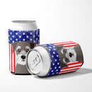 American Flag and Schnauzer Can or Bottle Hugger BB2136CC