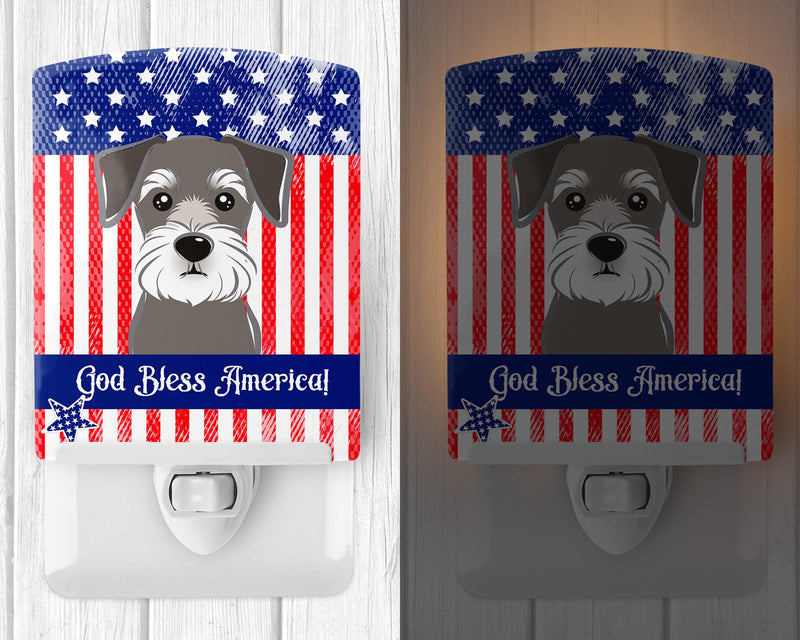 American Flag and Schnauzer Ceramic Night Light BB2136CNL