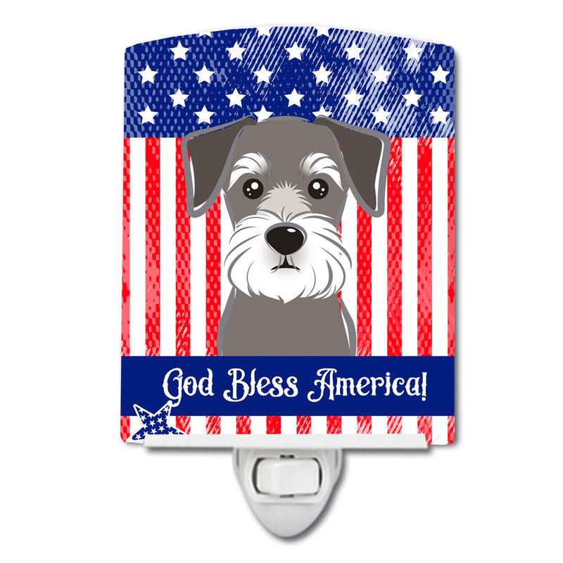 American Flag and Schnauzer Ceramic Night Light BB2136CNL