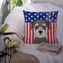 American Flag and Schnauzer Throw Pillow - 14x14 Decorative Pillow – Art for Your Home & Patio BB2136PW1414