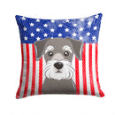 American Flag and Schnauzer Throw Pillow - 14x14 Decorative Pillow – Art for Your Home & Patio BB2136PW1414