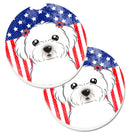 American Flag and Maltese Car Coasters – Set of 2 - Absorbent Stone with Fun & Functional Artwork BB2138CARC