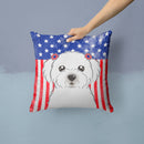American Flag and Maltese Throw Pillow - 14x14 Decorative Pillow – Art for Your Home & Patio BB2138PW1414