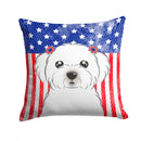 American Flag and Maltese Throw Pillow - 14x14 Decorative Pillow – Art for Your Home & Patio BB2138PW1414