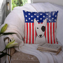 American Flag and Bull Terrier Throw Pillow - 14x14 Decorative Pillow – Art for Your Home & Patio BB2139PW1414