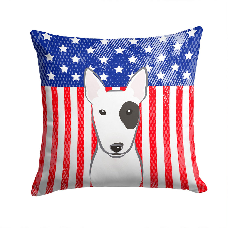 American Flag and Bull Terrier Throw Pillow - 14x14 Decorative Pillow – Art for Your Home & Patio BB2139PW1414